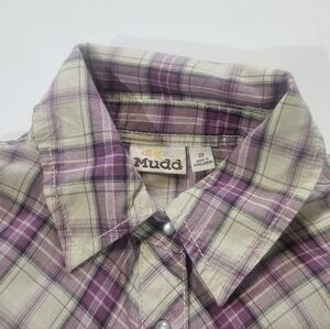 Mudd Sleeveless Top Womens Size Small Tan Purple Plaid Classic Western‎ Gorpcore